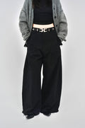 ALEE OASIS Wide-Leg Pleated Raw-Edge Trousers