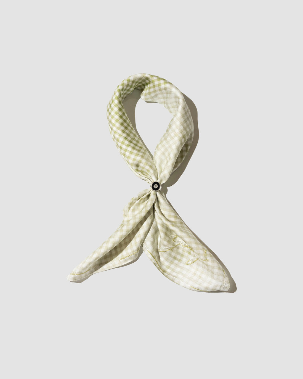 YANGI - YANGI Logo Checked Silk Bandana