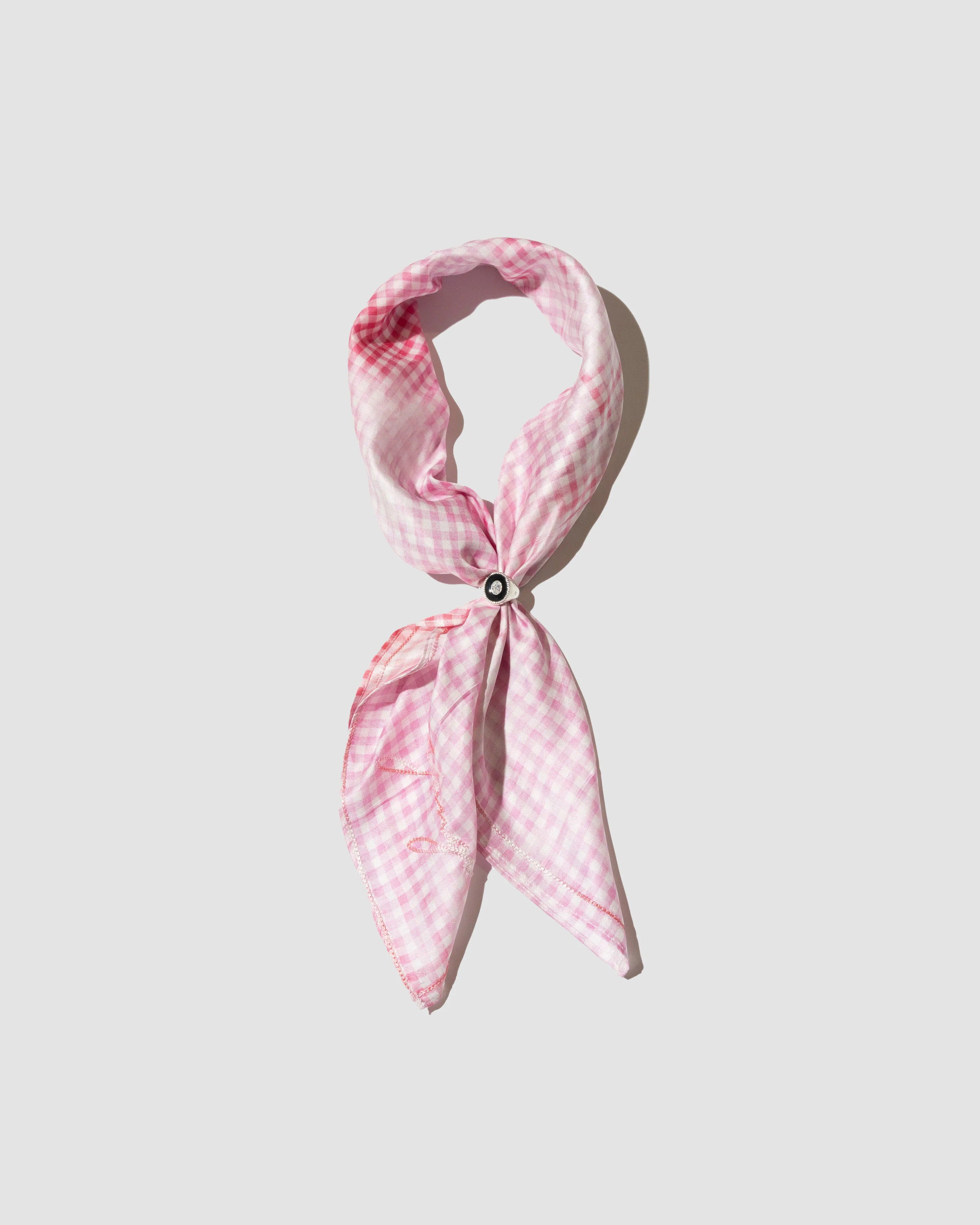 YANGI - YANGI Logo Checked Silk Bandana