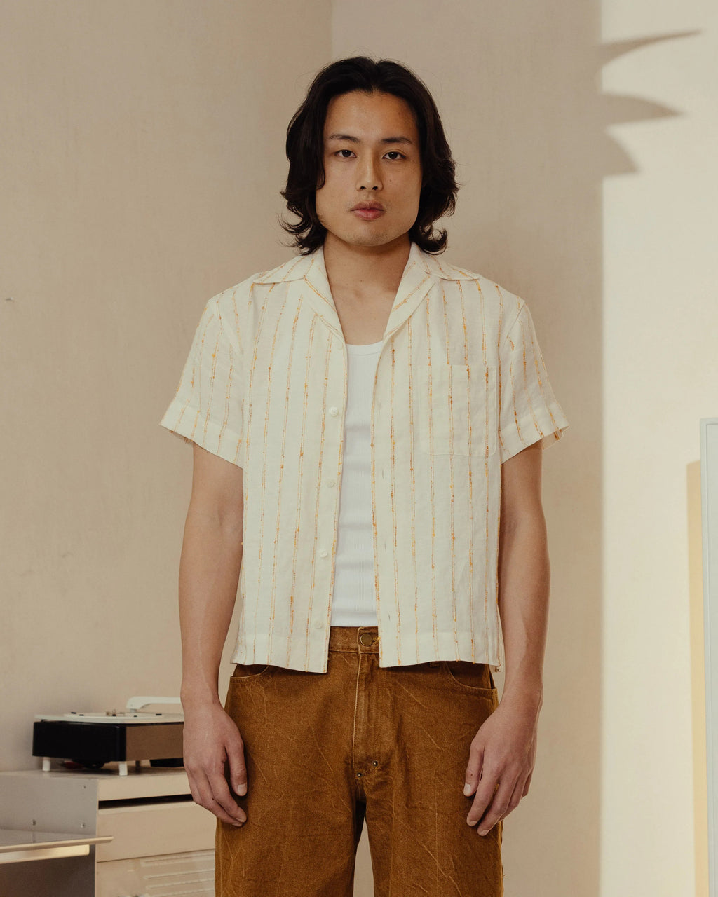 YANGI - Pinstripe Jacquard Cabana Shirt