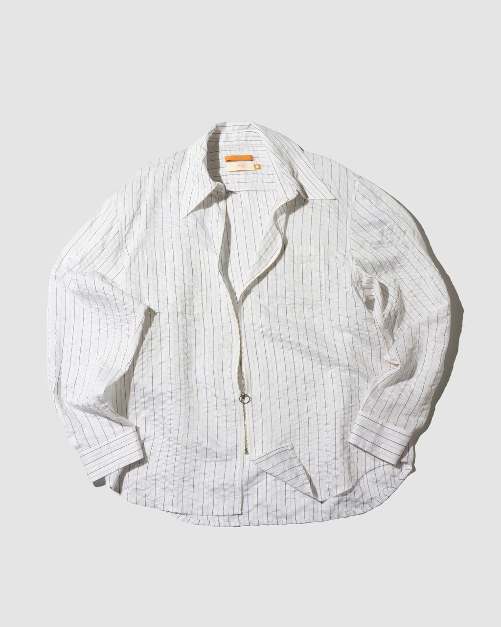 YANGI - Pinstripe Jacquard Zip Shirt
