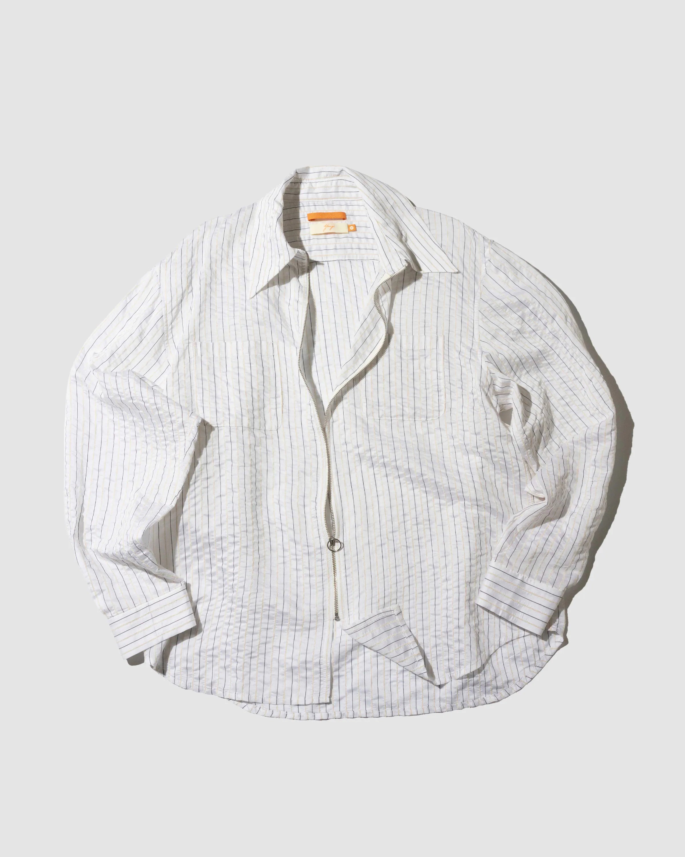 YANGI - Pinstripe Jacquard Zip Shirt