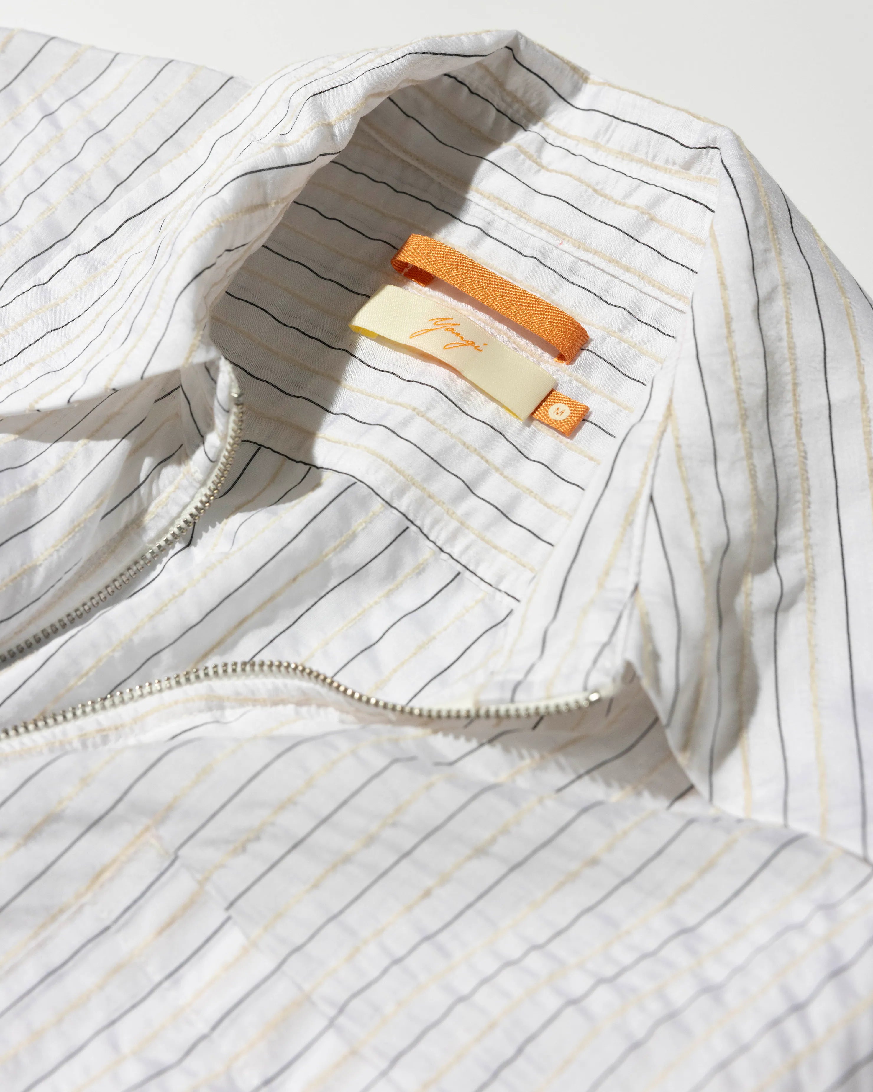 YANGI - Pinstripe Jacquard Zip Shirt