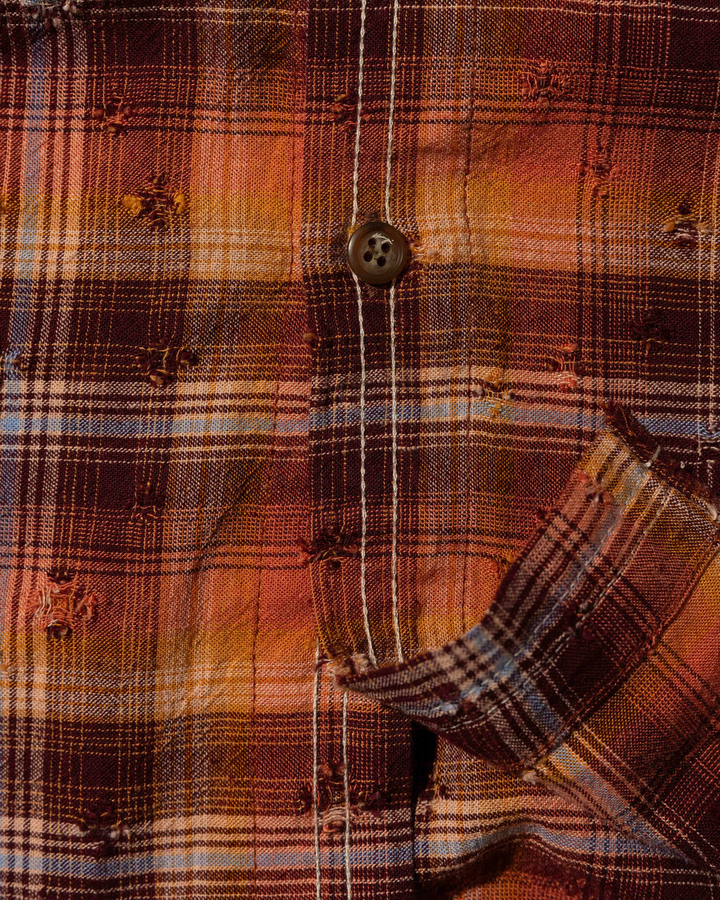 YANGI - Distressed Plaid Shirt