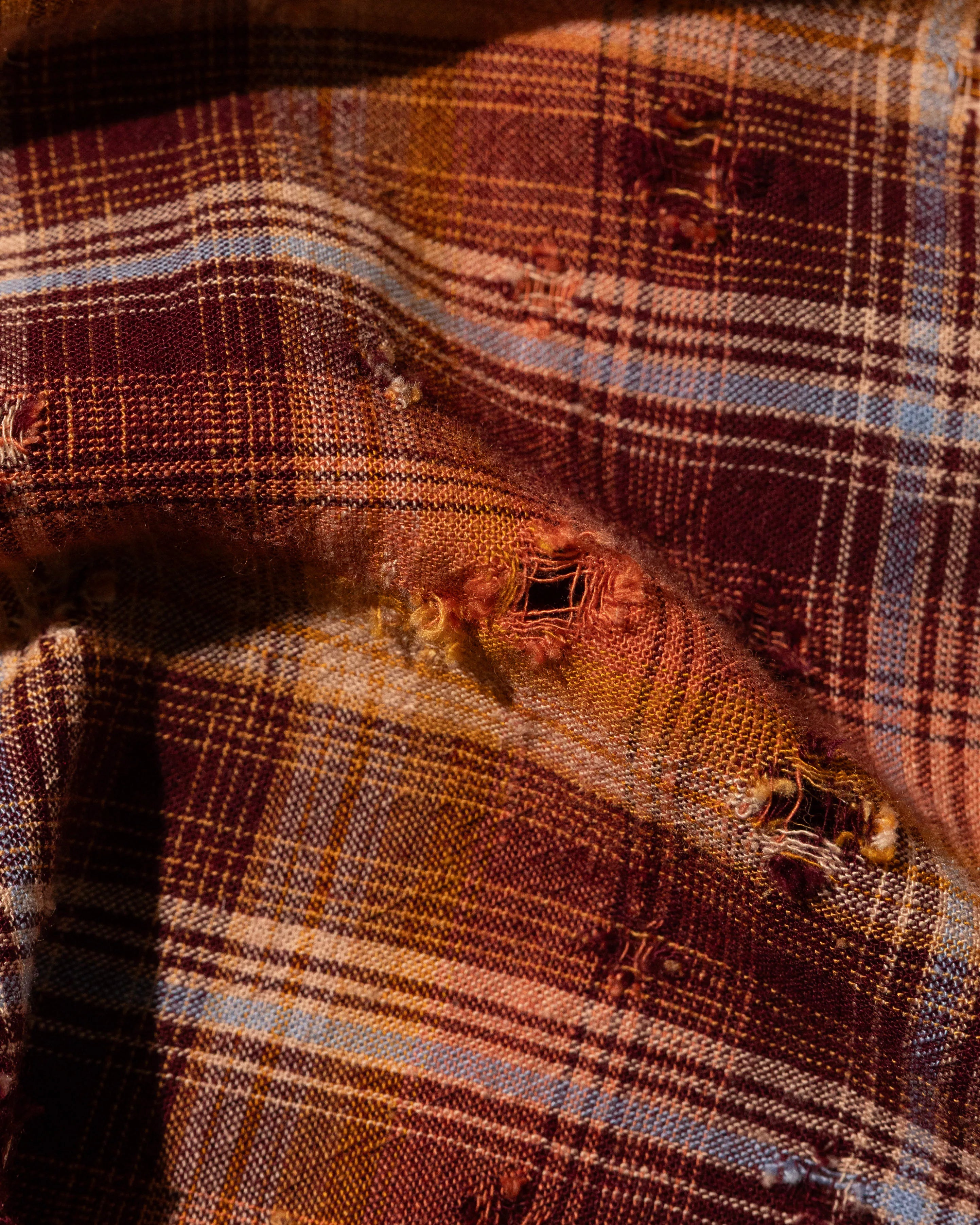 YANGI - Distressed Plaid Shirt
