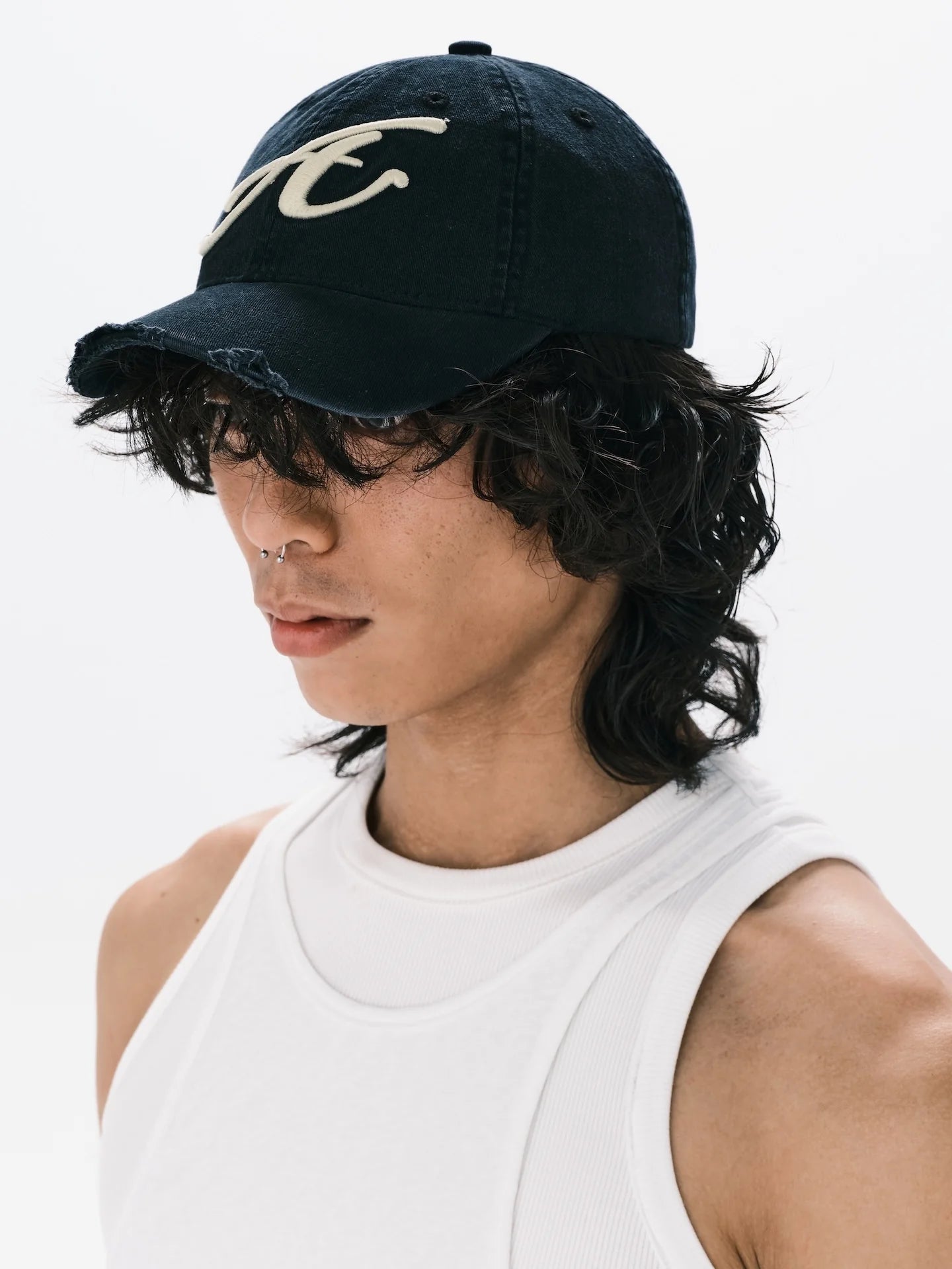 ANOWHEREMAN - RAW EDGE BASEBALL CAP BLACK