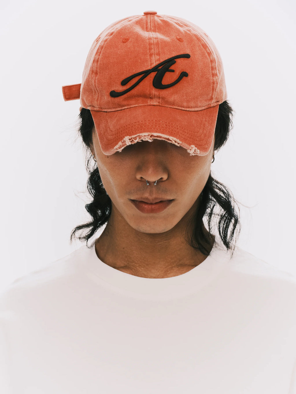 ANOWHEREMAN - RAW EDGE BASEBALL CAP RED