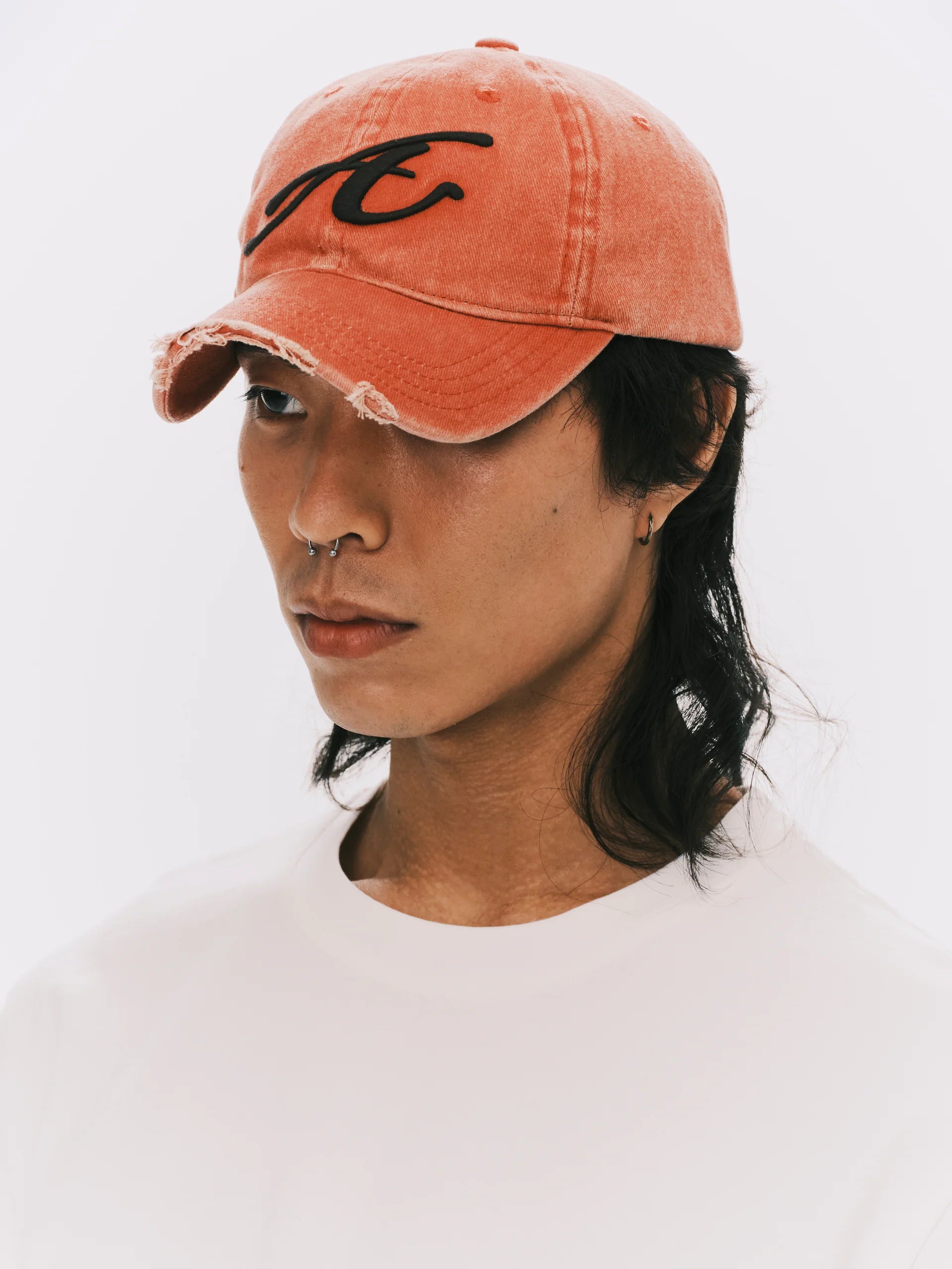 ANOWHEREMAN - RAW EDGE BASEBALL CAP RED