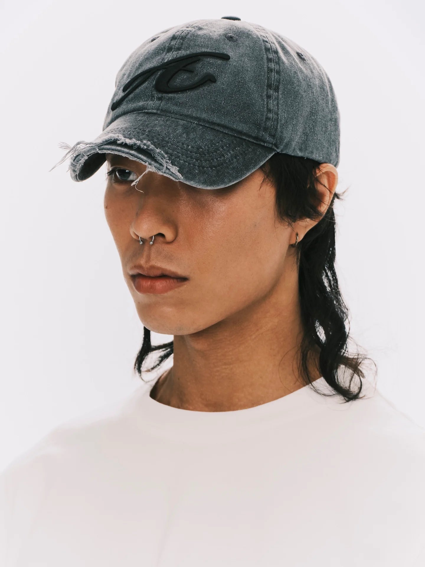 ANOWHEREMAN - RAW EDGE BASEBALL CAP GREY