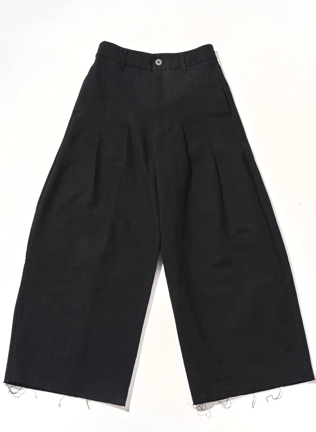 ALEE OASIS Wide-Leg Pleated Raw-Edge Trousers
