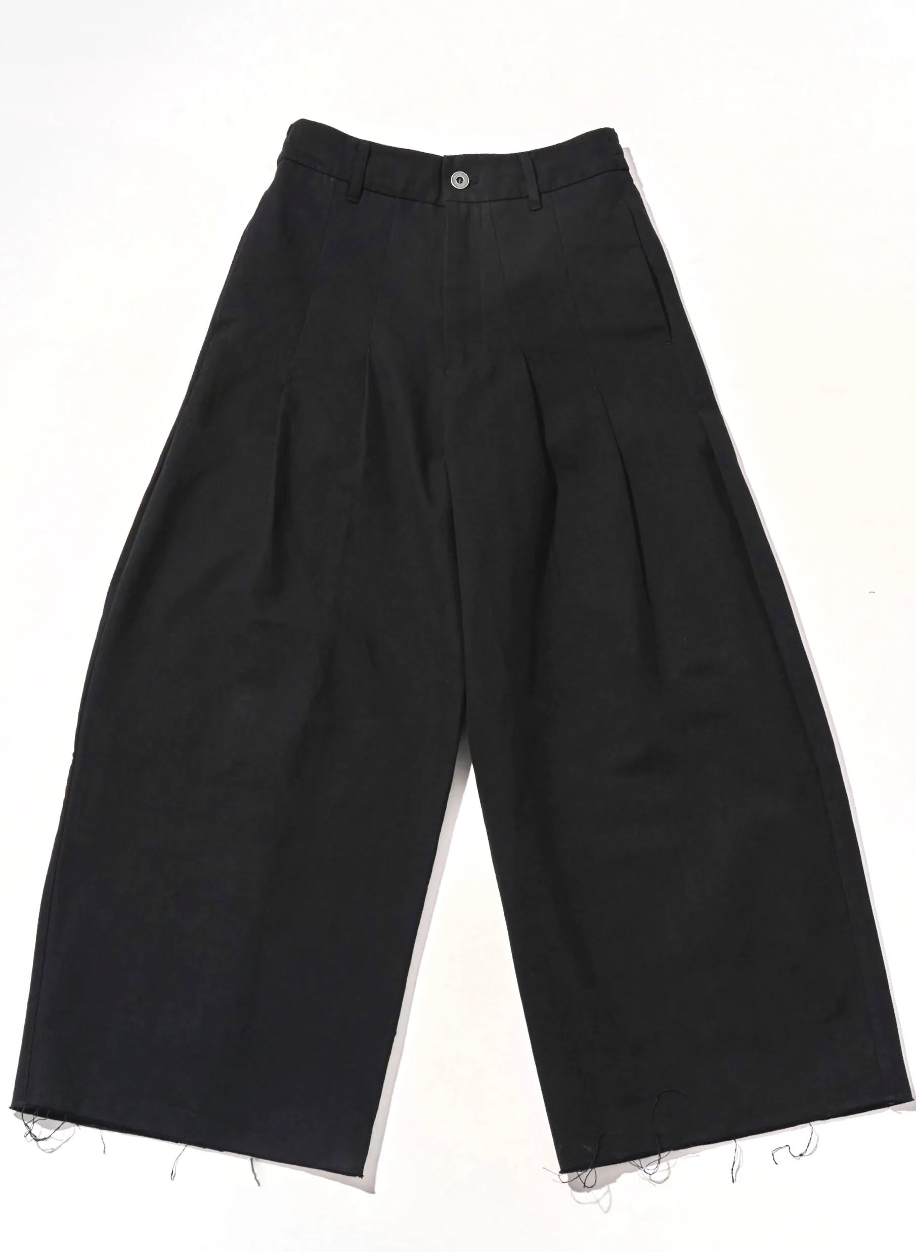 ALEE OASIS Wide-Leg Pleated Raw-Edge Trousers