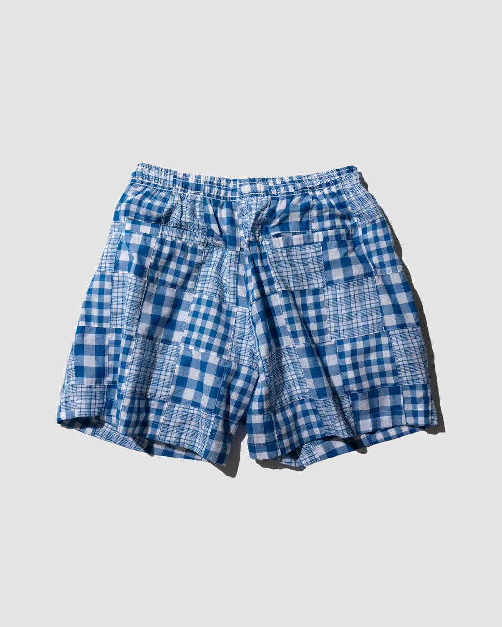 YANGI - Quilt Panel Shorts / Blue Gingham & Multicolor Madras