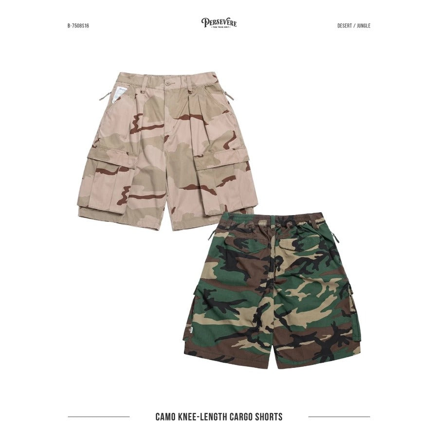 PERSEVERE CAMO KNEE-LENGTH CARGO SHORTS