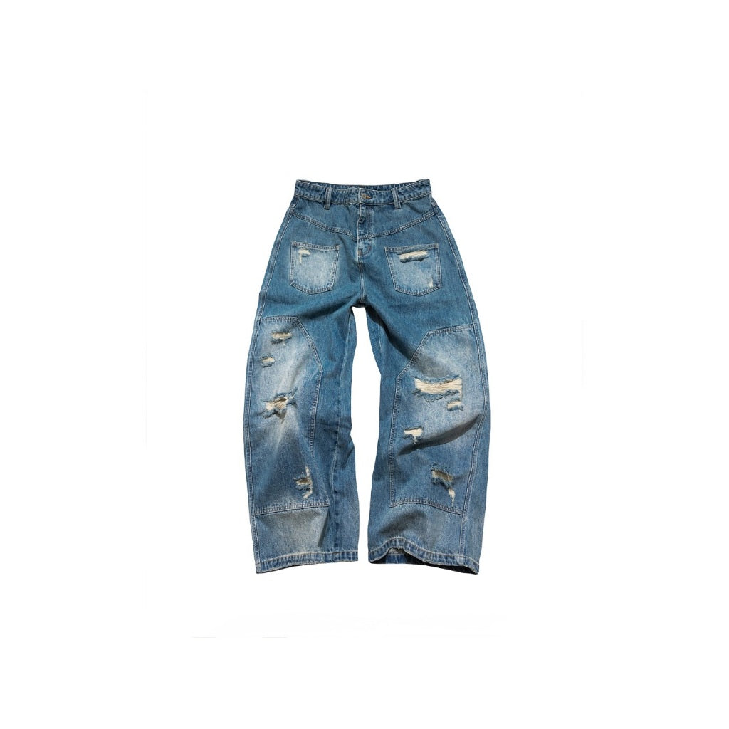 E'TREALOUEST - 25SS - Reversed Baggy Double Knees Jeans