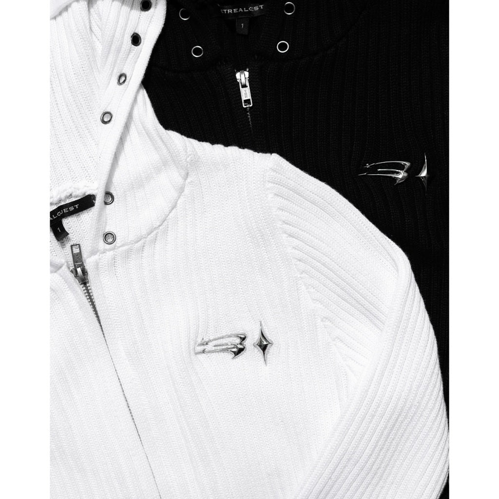 E’TREALOUEST - 25AW  WMS Destroyed Knit Zipper Sweater