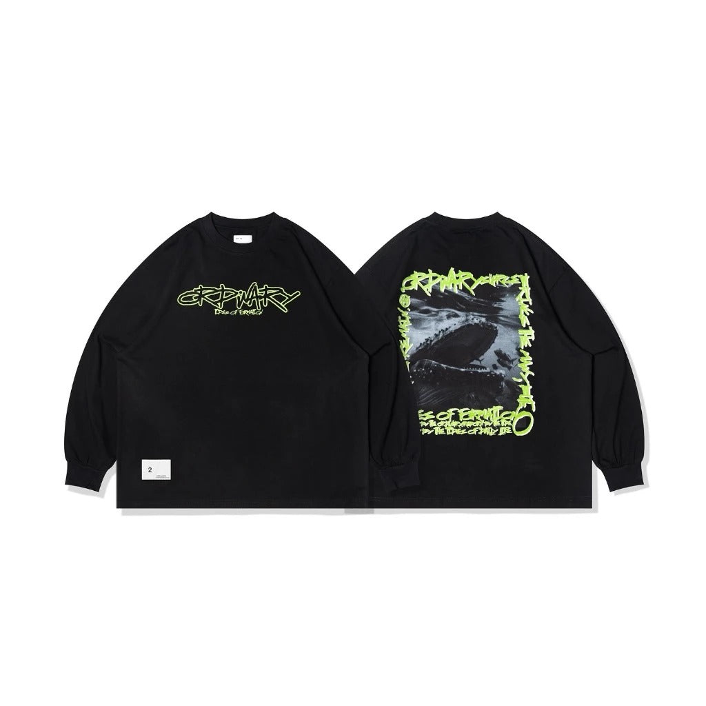 ORDINARY 鯨魚照片塗鴉長TEE