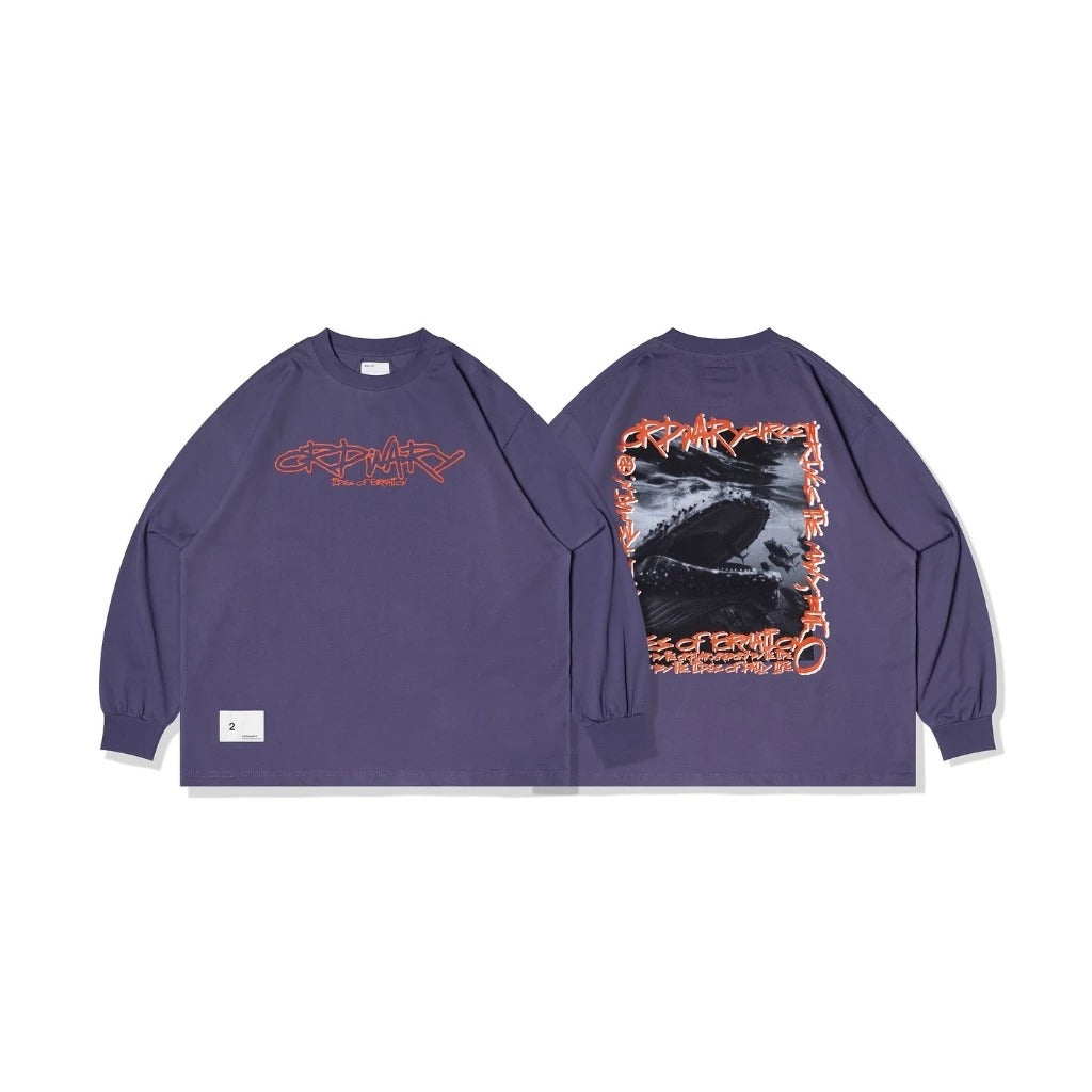 ORDINARY 鯨魚照片塗鴉長TEE