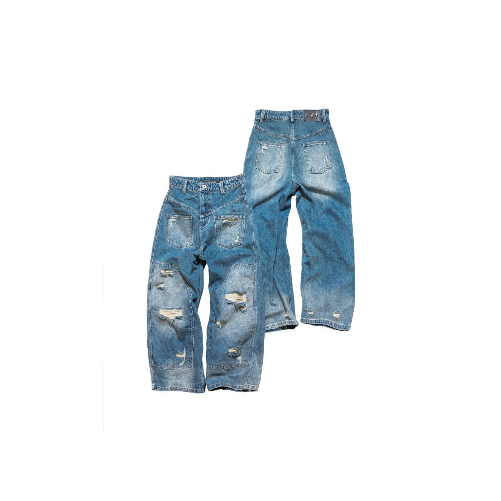 E'TREALOUEST - 25SS - Reversed Baggy Double Knees Jeans