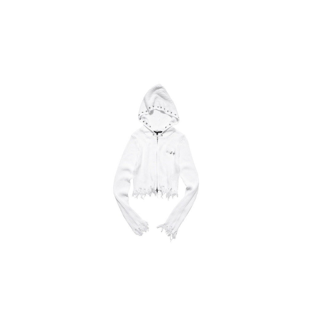E’TREALOUEST - 25AW  WMS Destroyed Knit Zipper Sweater