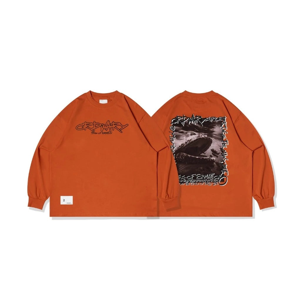 ORDINARY 鯨魚照片塗鴉長TEE