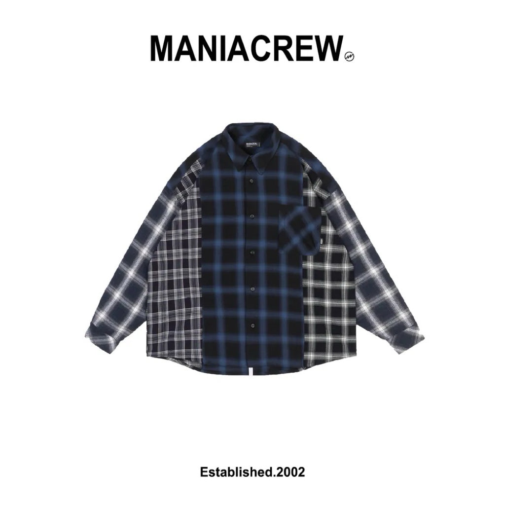 MANIA - 2025 A/W Patchwork PLaid LS Shirt