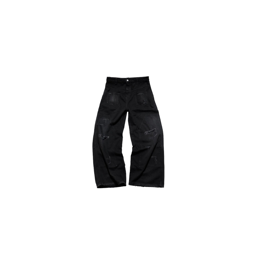 E’TREALOUEST - 25SS Reversed Baggy Double Knees Jeans