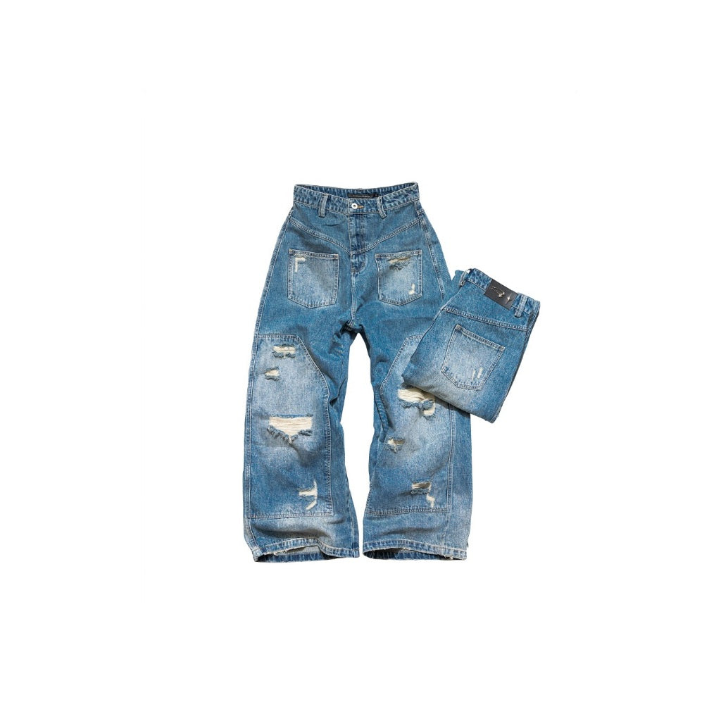 E'TREALOUEST - 25SS - Reversed Baggy Double Knees Jeans