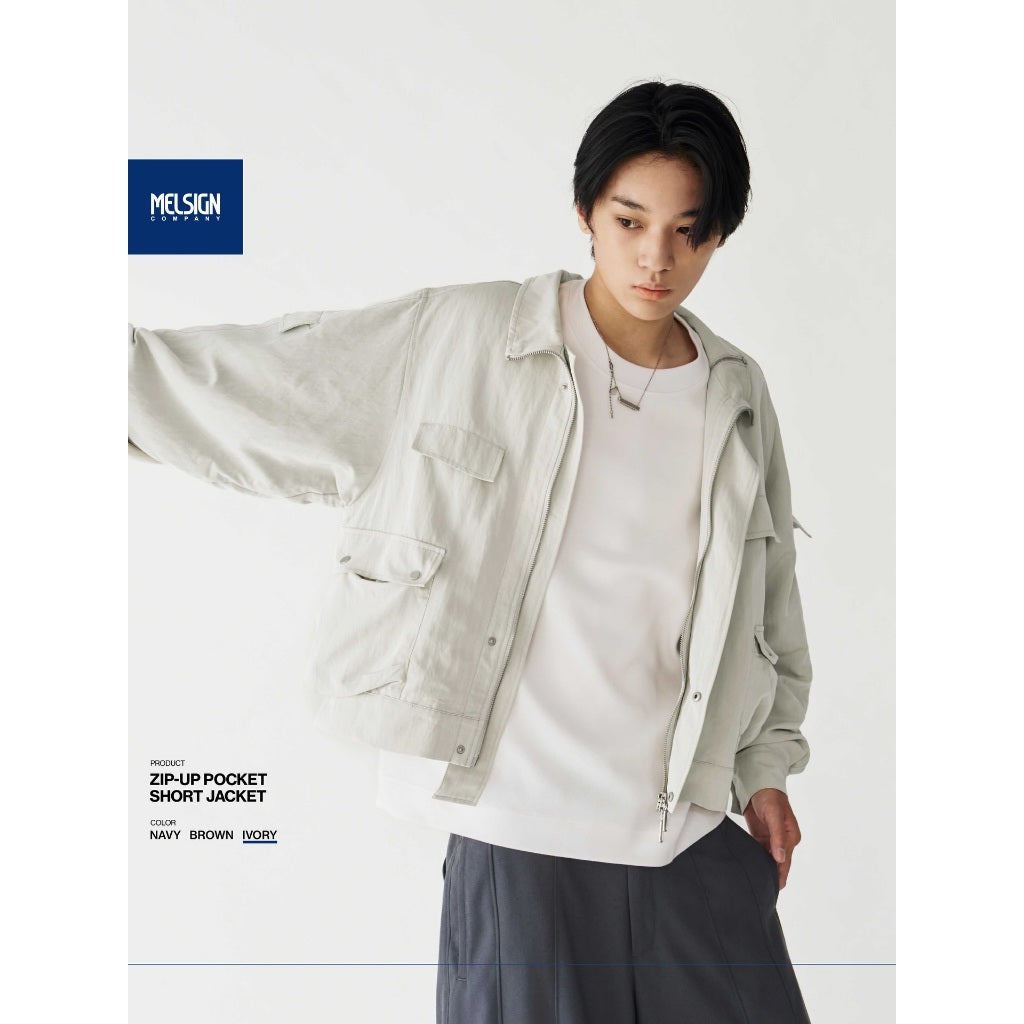 MELSIGN  Zip-up Pocket Short Jacket - 3 Colors