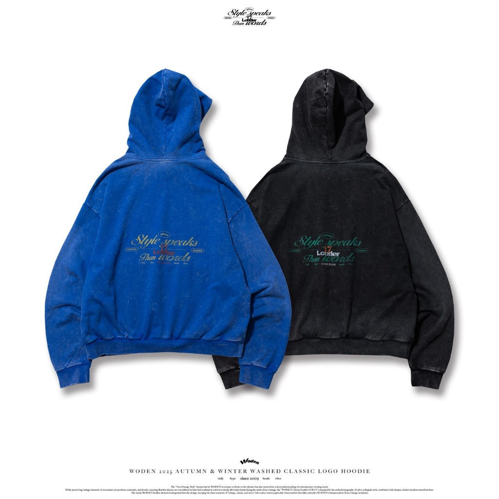 WODEN 2025 Washed Classic LOGO Hoodie