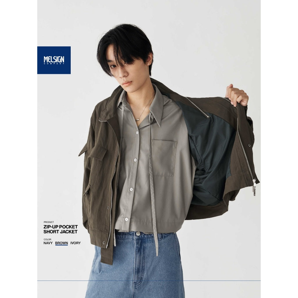 MELSIGN  Zip-up Pocket Short Jacket - 3 Colors