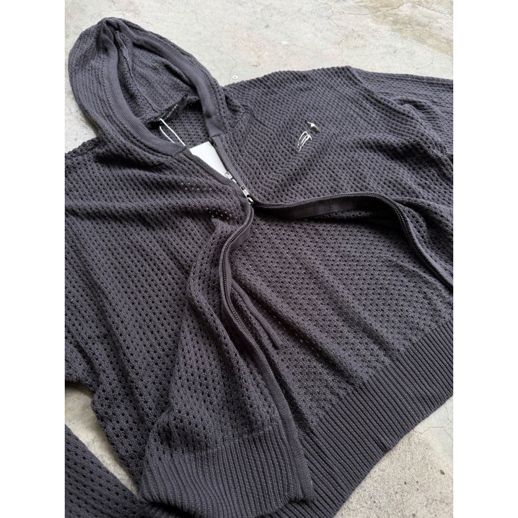 E’TREALOUEST - Hole Knit Double Zipper Sweater