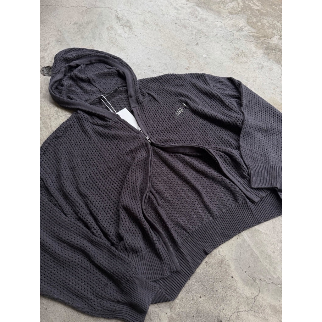 E’TREALOUEST - Hole Knit Double Zipper Sweater
