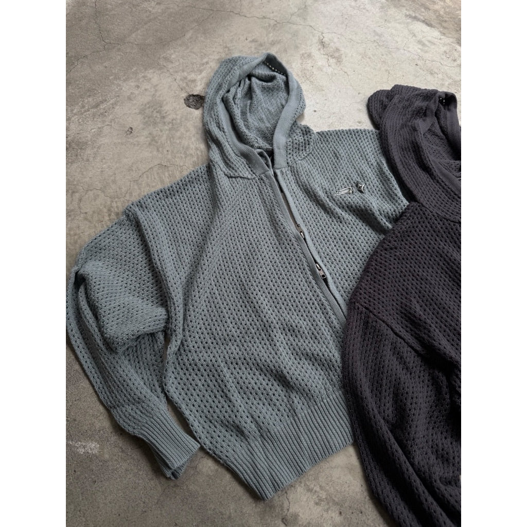 E’TREALOUEST - Hole Knit Double Zipper Sweater