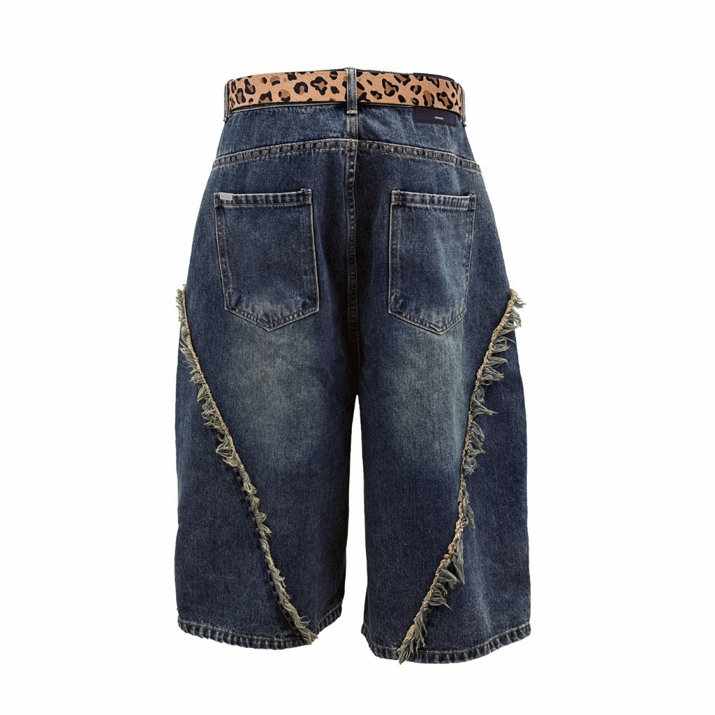 FASHION KILLA - FRINGED WASHED CROPPED JEANS