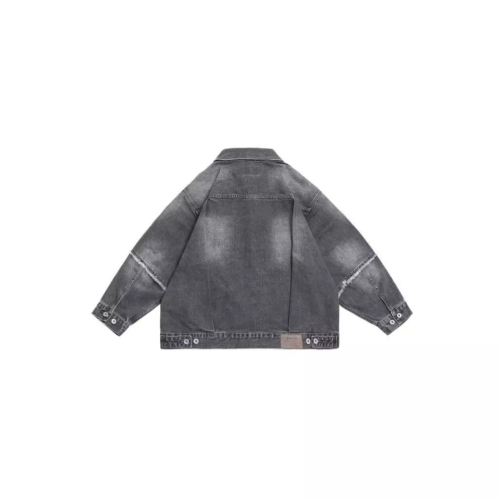 PERSEVERE VINTAGE-WASHED FRAYED DENIM JACKET