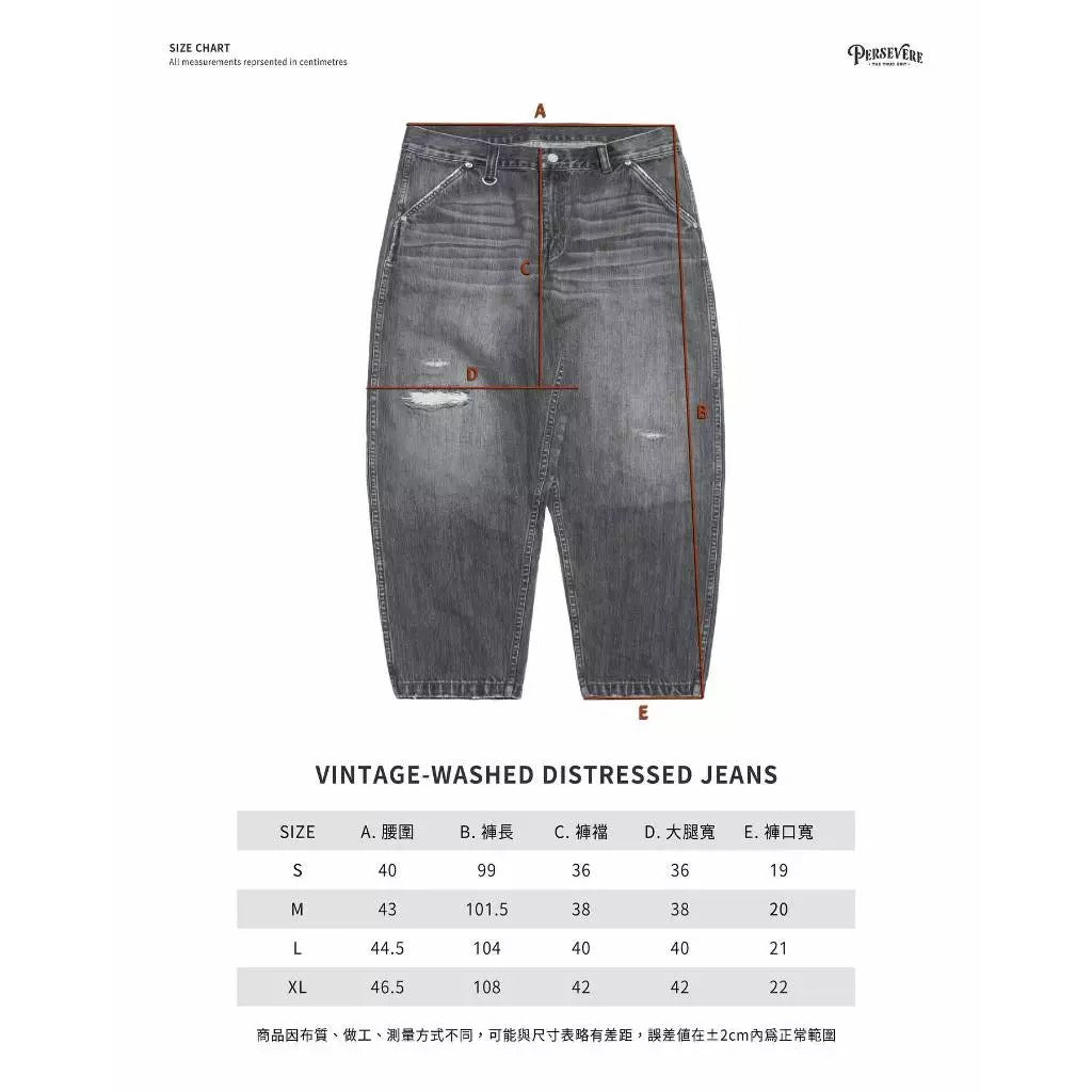 PERSEVERE VINTAGE-WASHED DISTRESSED JEANS