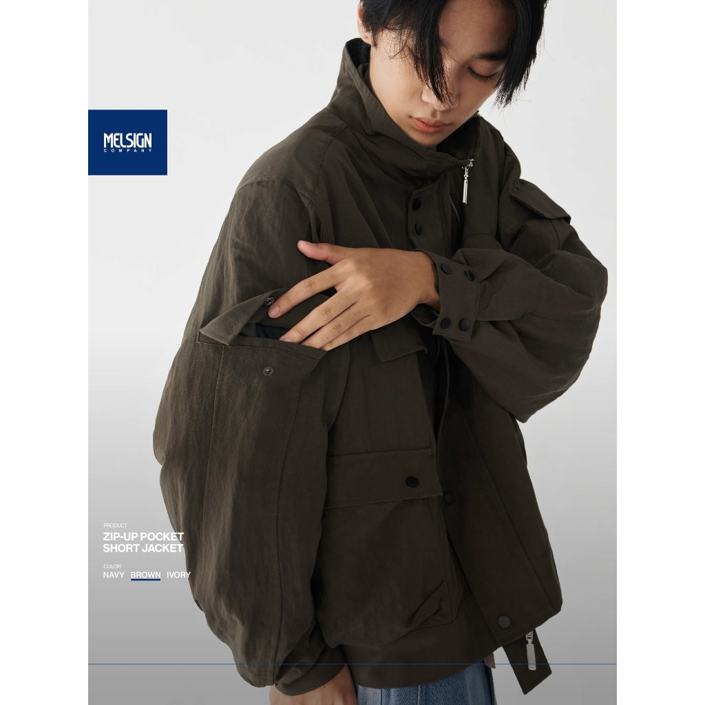 MELSIGN  Zip-up Pocket Short Jacket - 3 Colors