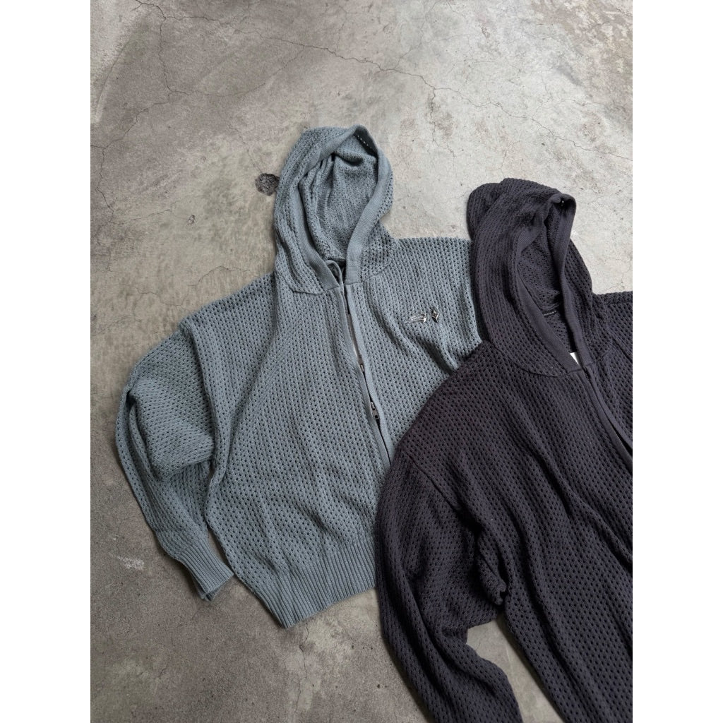 E’TREALOUEST - Hole Knit Double Zipper Sweater